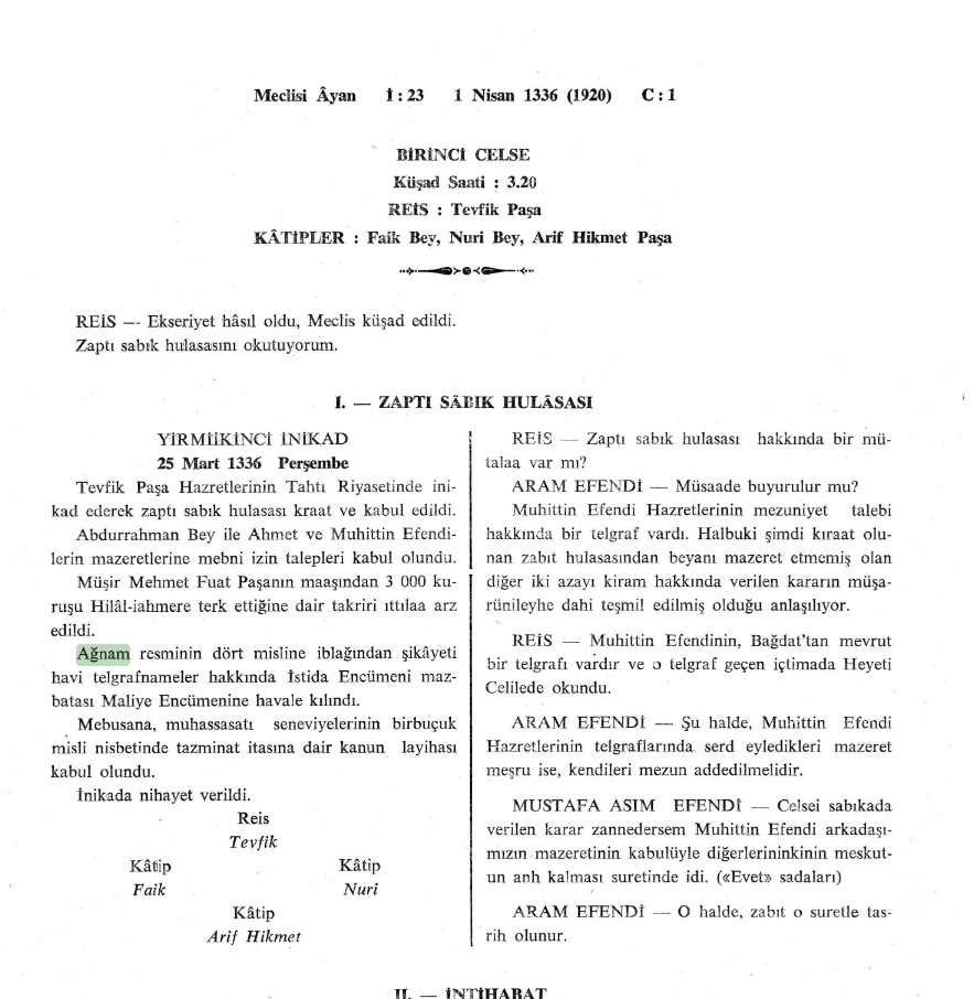 Turkish parliaments first log